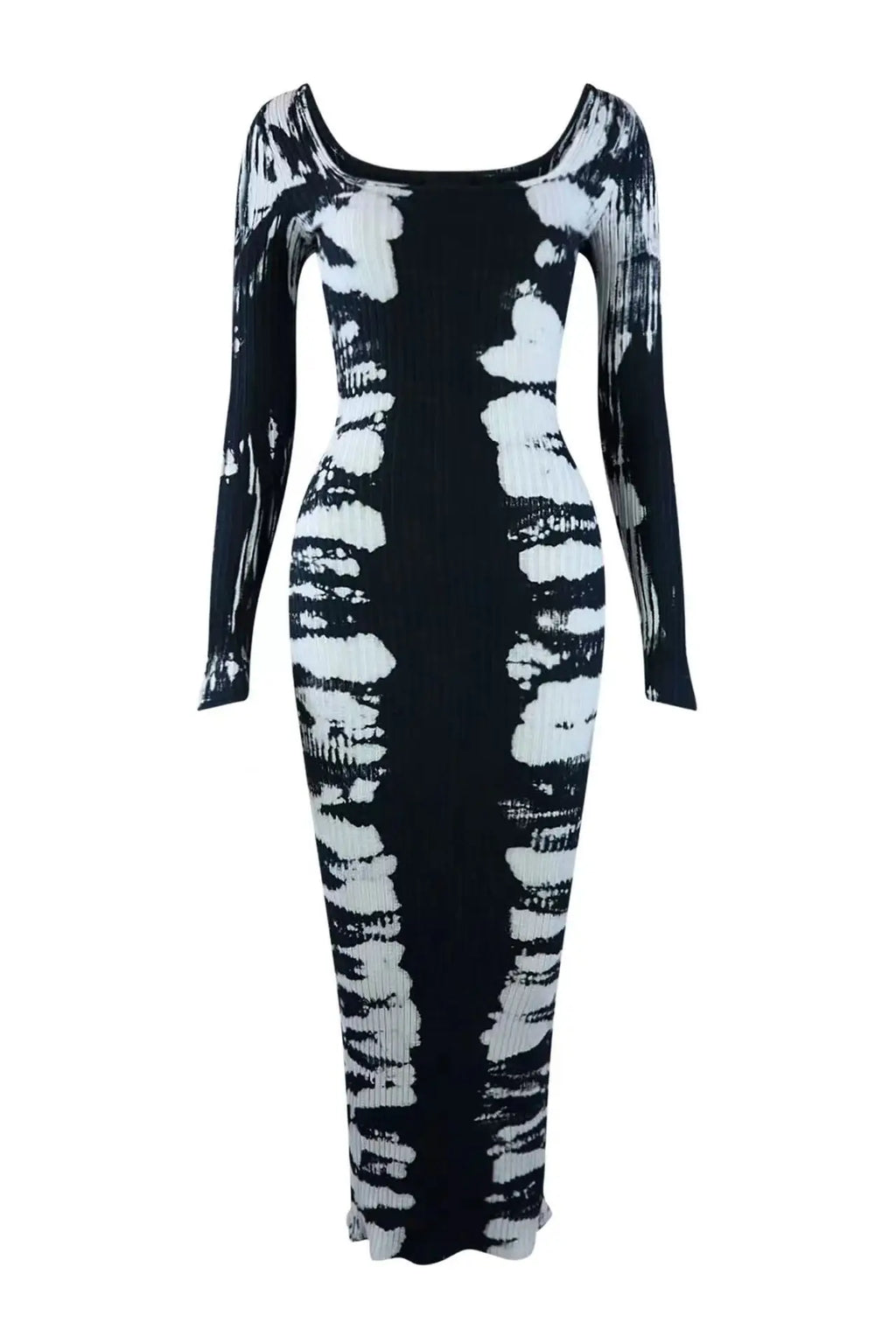 Printed Contrast Square Collar Dress