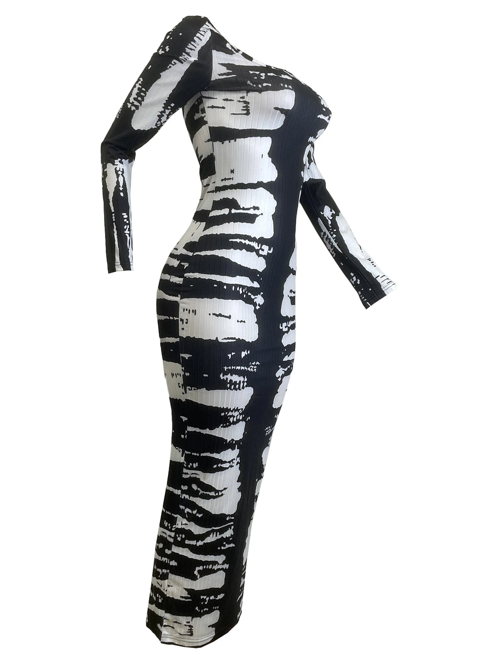 Printed Contrast Square Collar Dress