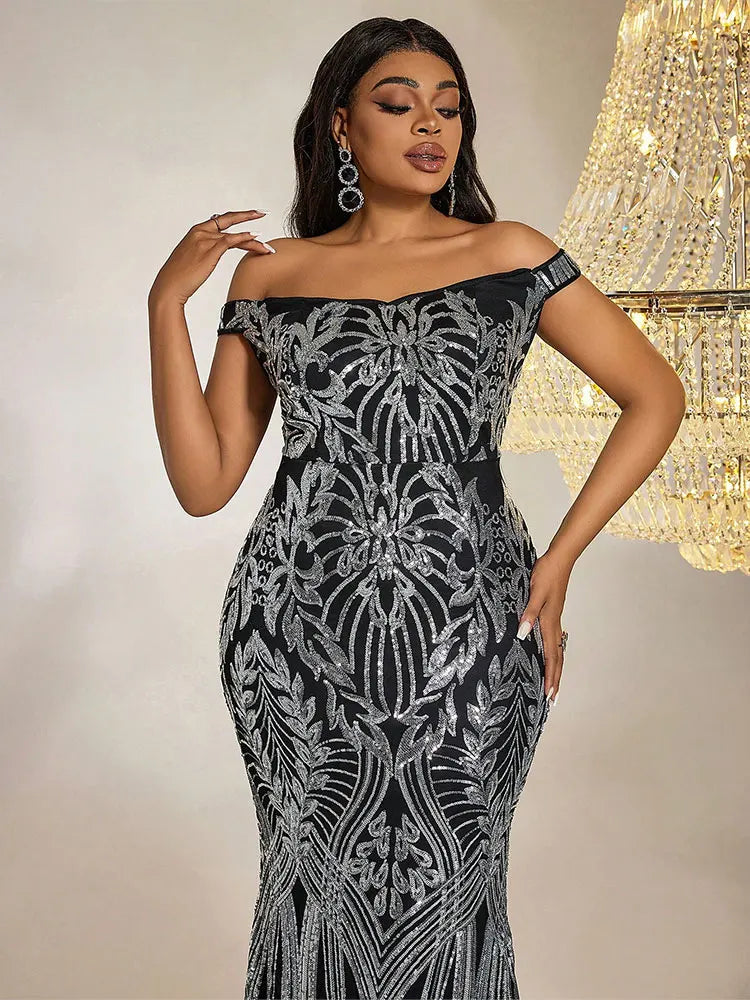 Fishtail Sequin Maxi Dress