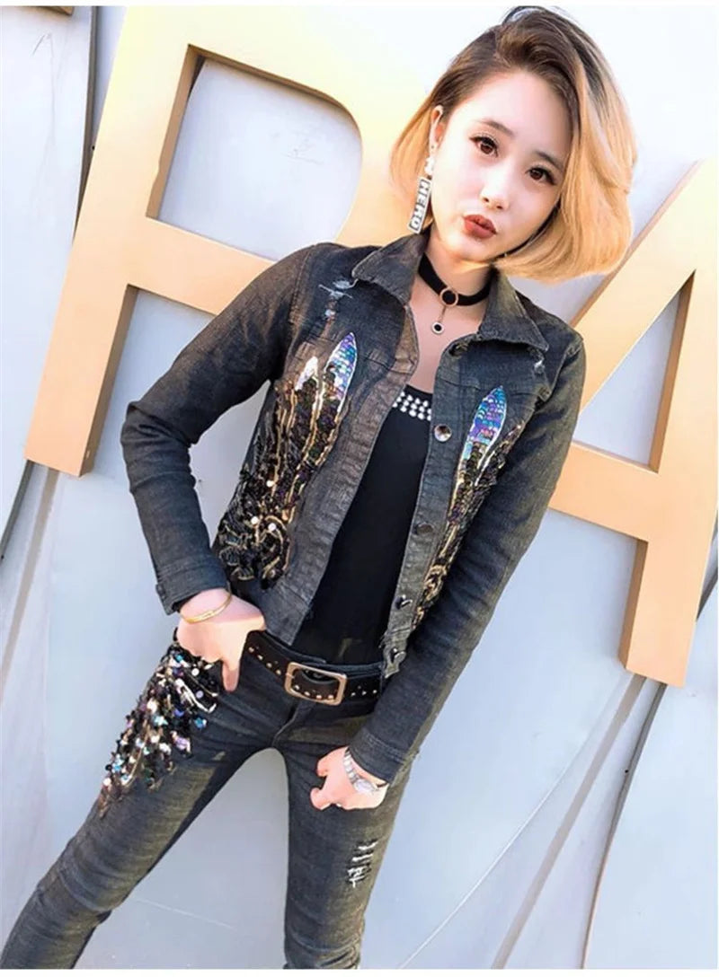 Fashion Denim Pants Set