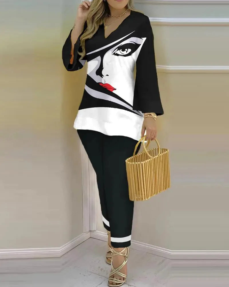 Color Block Fashion 2-Piece Set