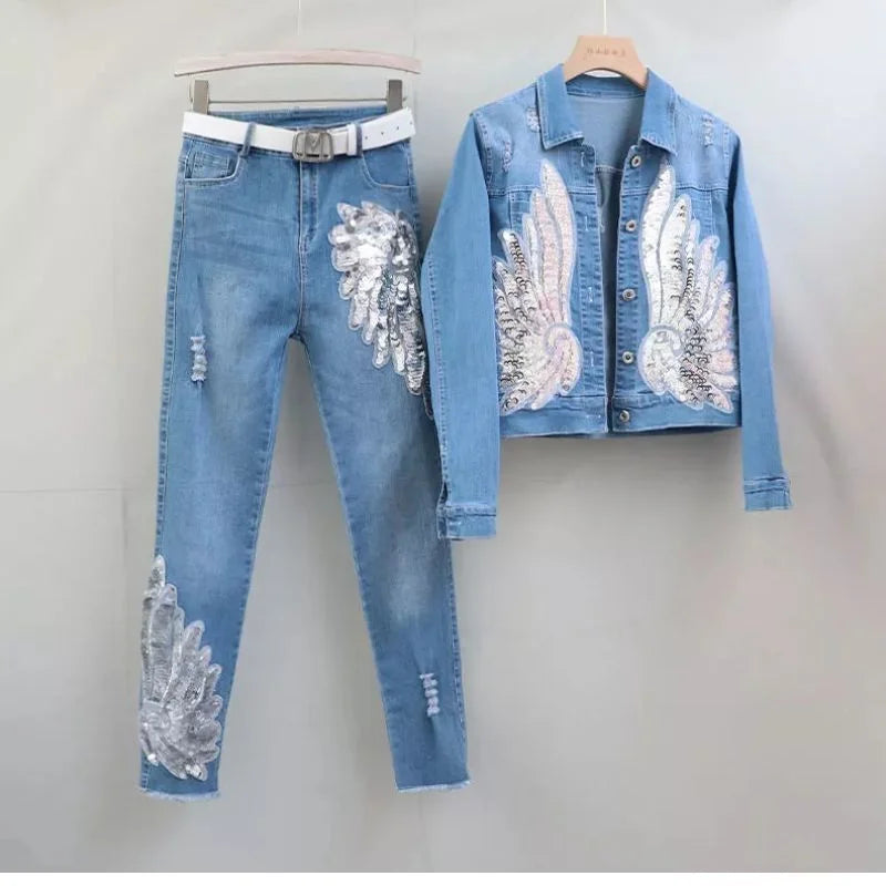 Fashion Denim Pants Set