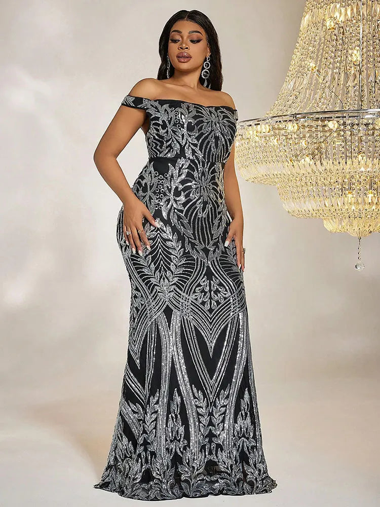 Fishtail Sequin Maxi Dress
