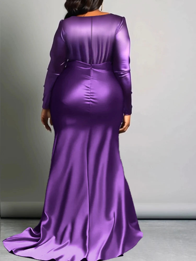 Purple Satin Maxi Dress