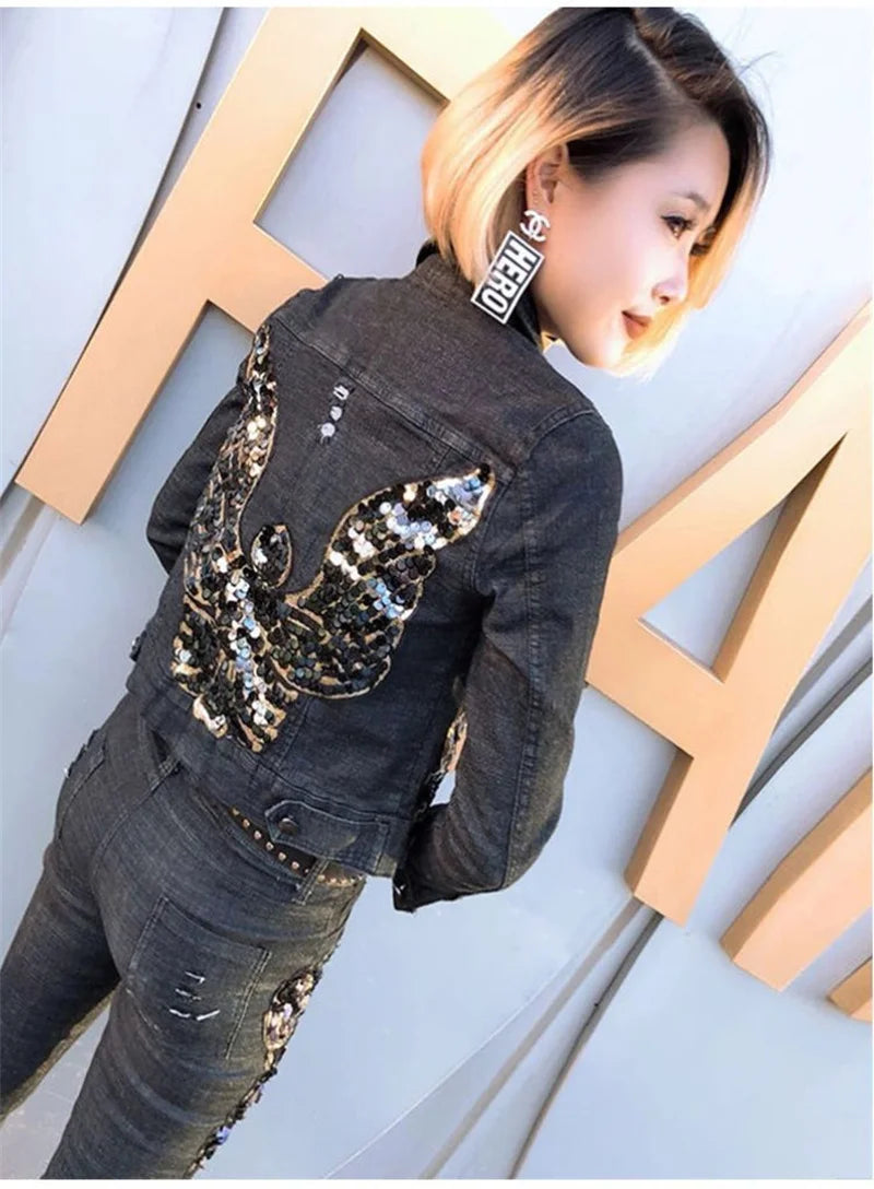 Fashion Denim Pants Set