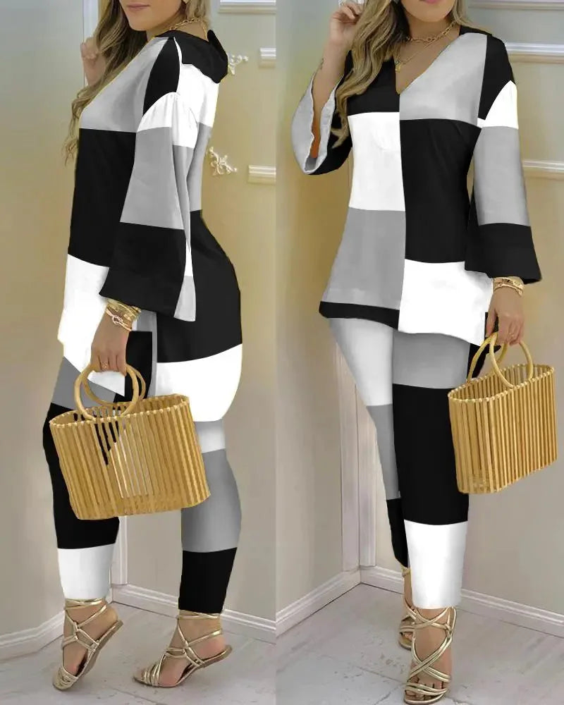Color Block Fashion 2-Piece Set