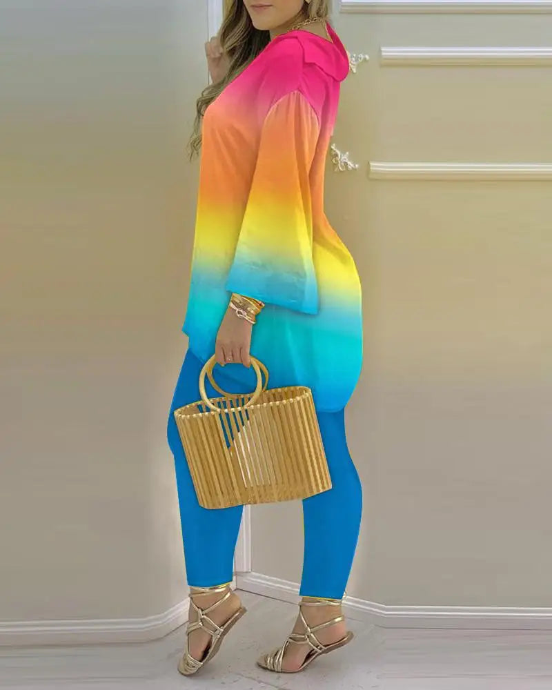 Color Block Fashion 2-Piece Set