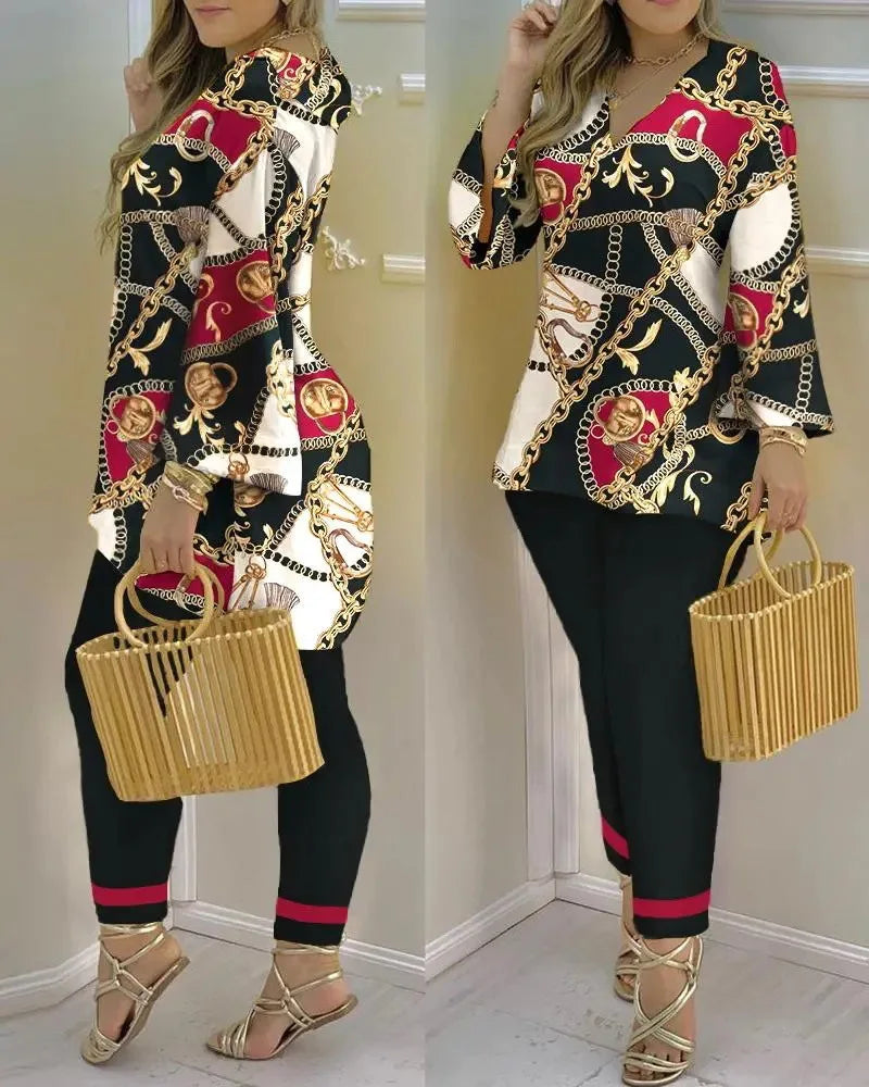 Color Block Fashion 2-Piece Set