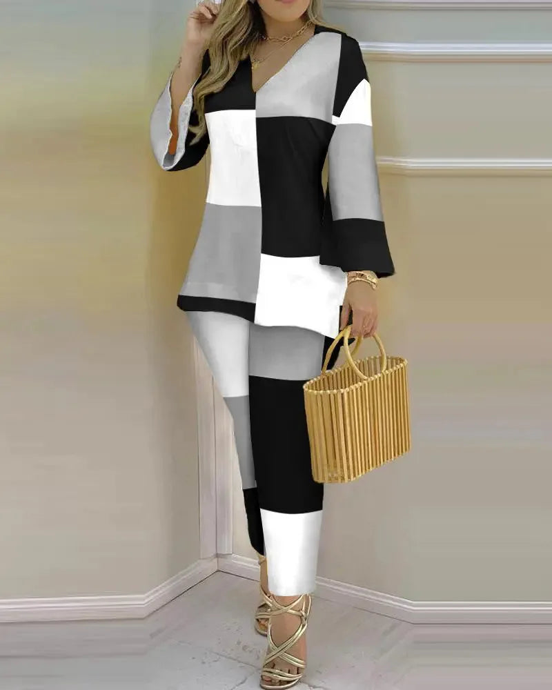Color Block Fashion 2-Piece Set