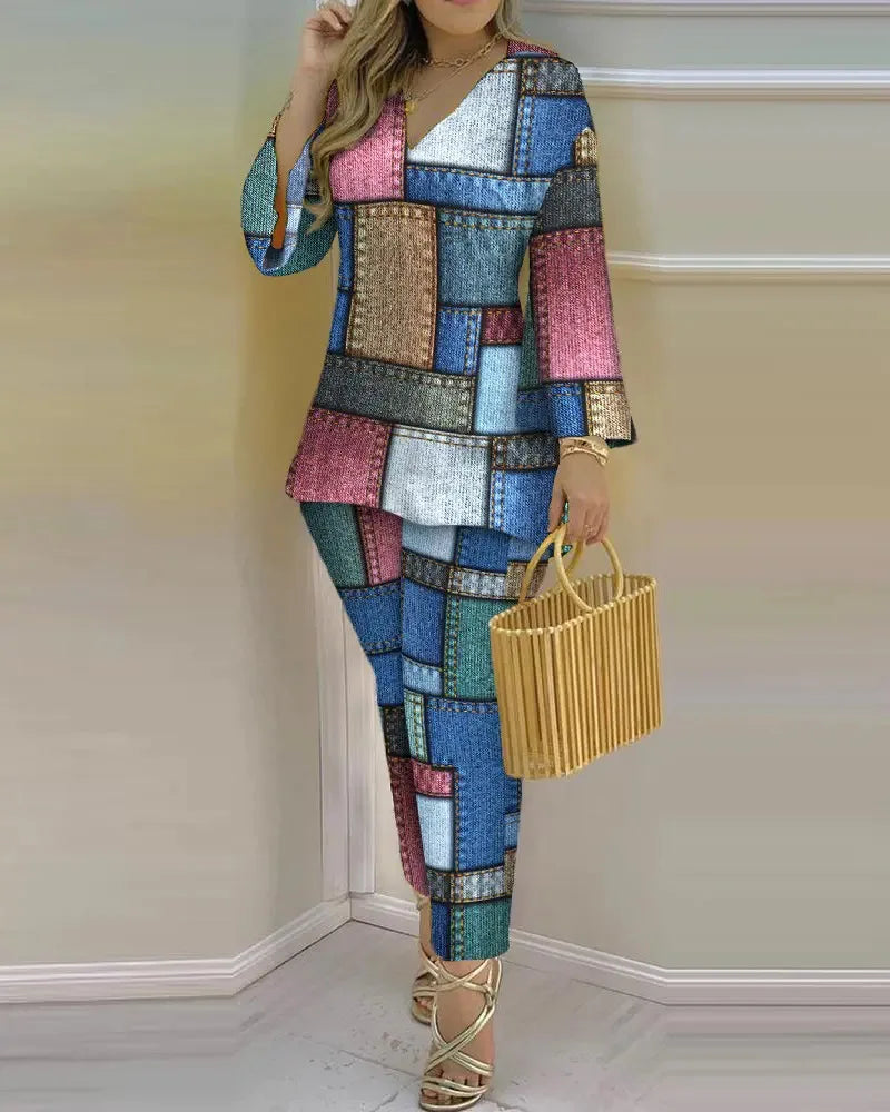 Color Block Fashion 2-Piece Set