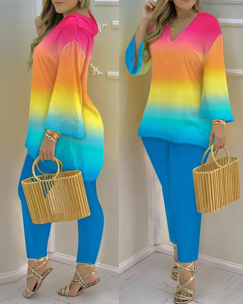 Color Block Fashion 2-Piece Set