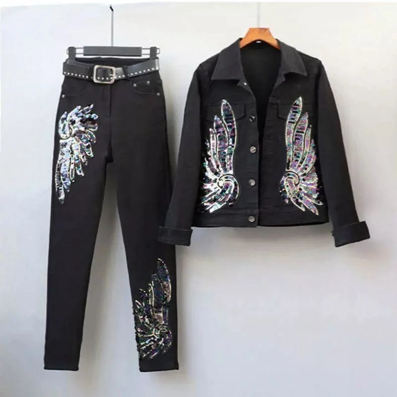 Fashion Denim Pants Set
