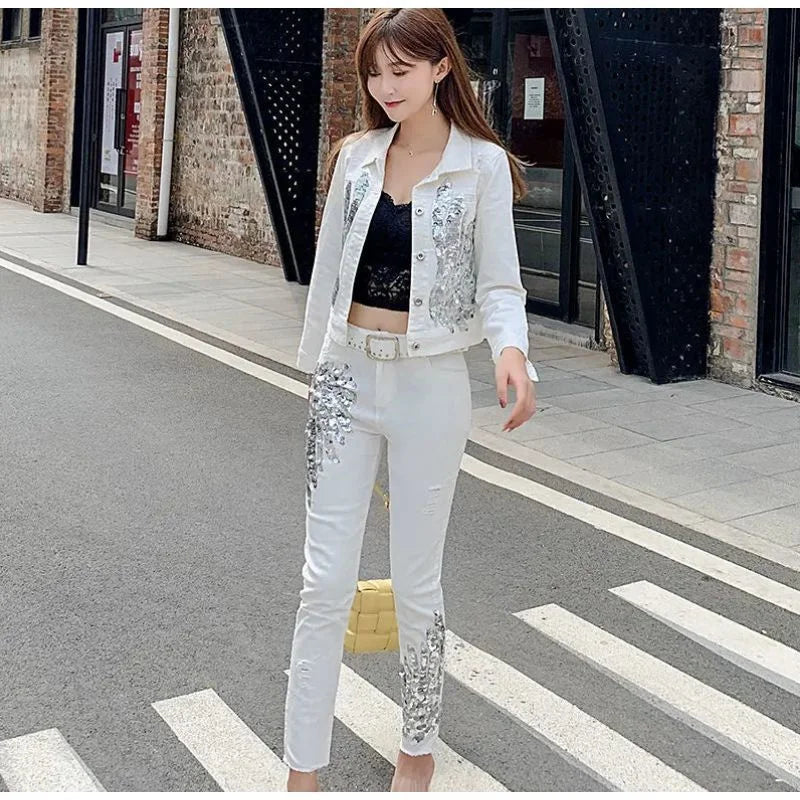 Fashion Denim Pants Set