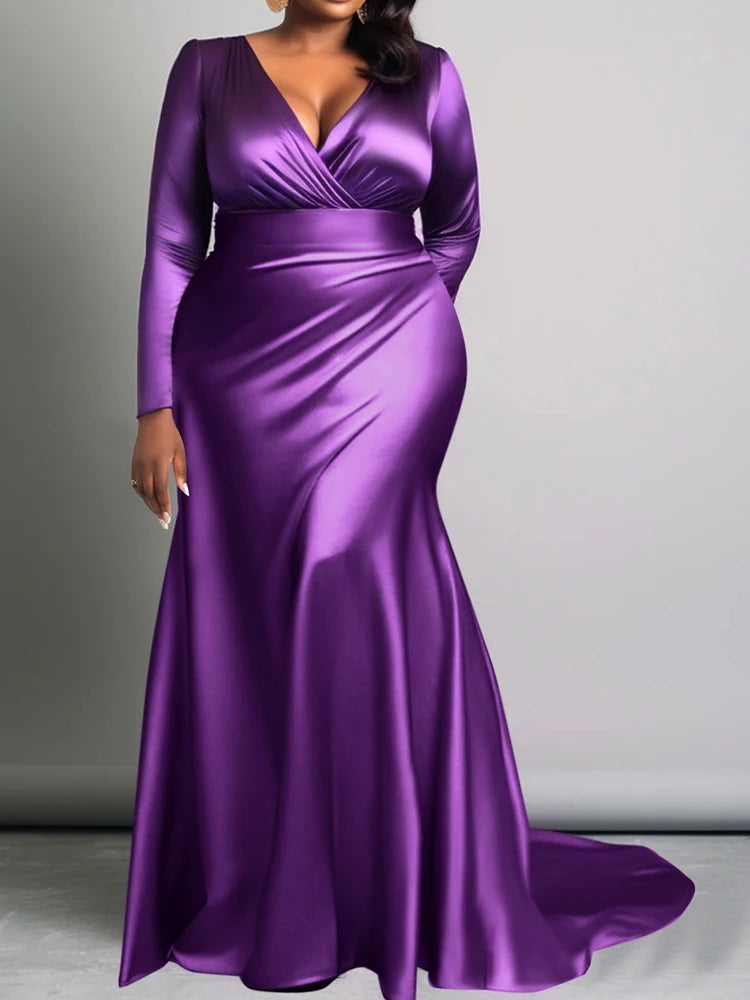 Purple Satin Maxi Dress