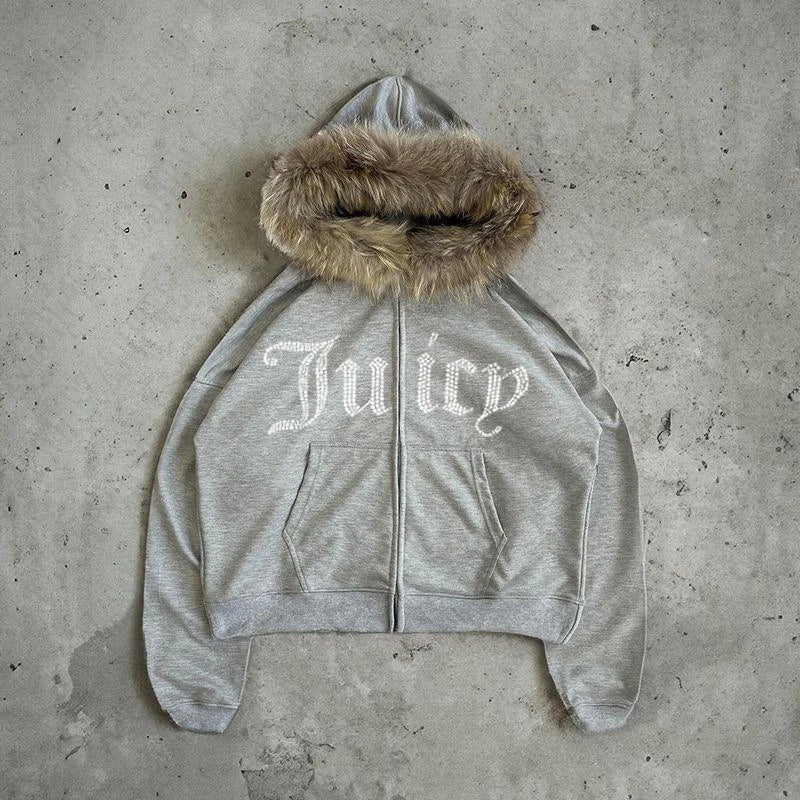 Juicy Retro Fur Zip Up Hoodie