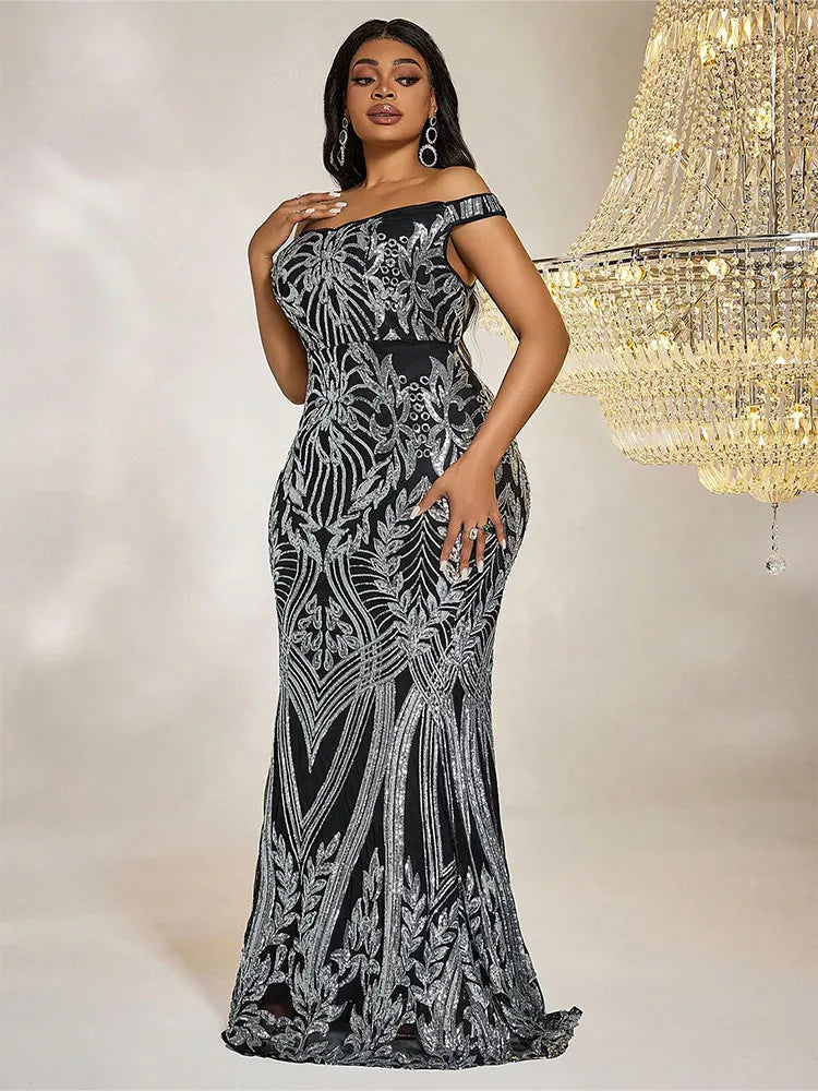 Fishtail Sequin Maxi Dress