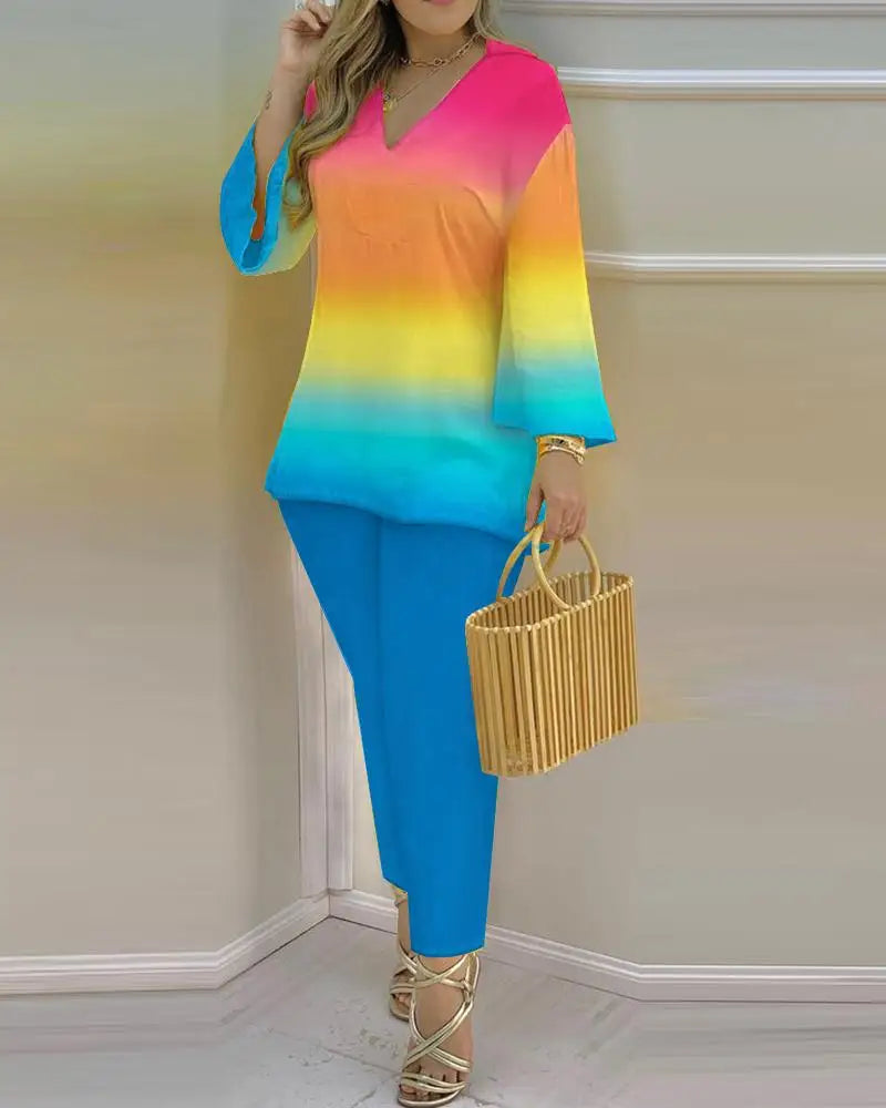 Color Block Fashion 2-Piece Set