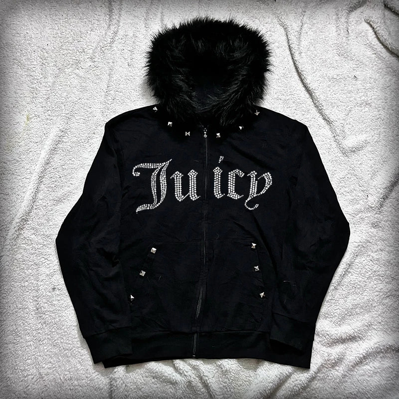 Juicy Retro Fur Zip Up Hoodie