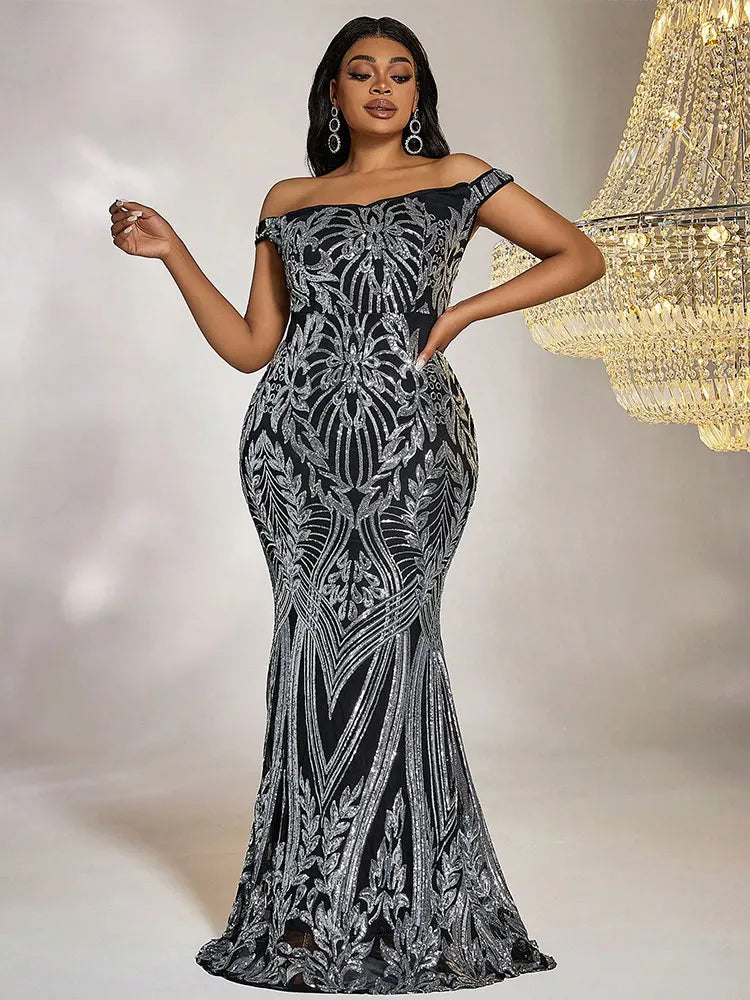 Fishtail Sequin Maxi Dress