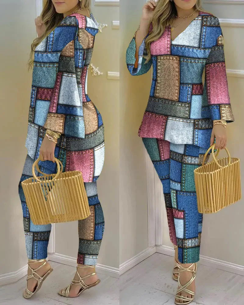 Color Block Fashion 2-Piece Set