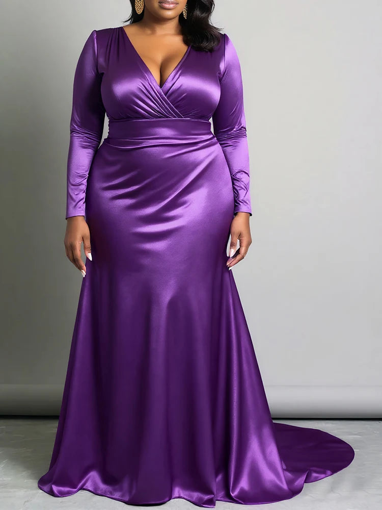 Purple Satin Maxi Dress