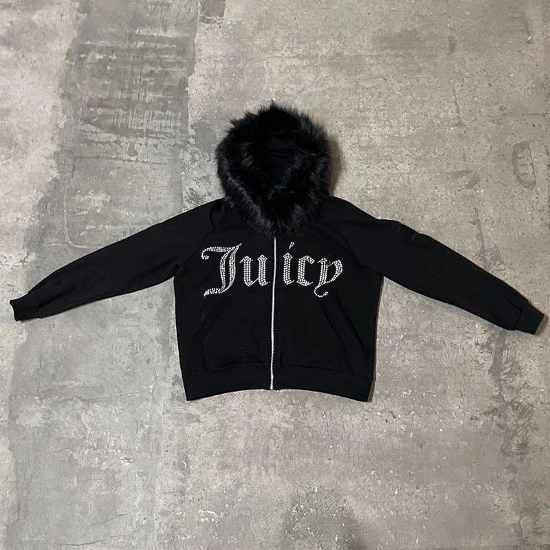 Juicy Retro Fur Zip Up Hoodie