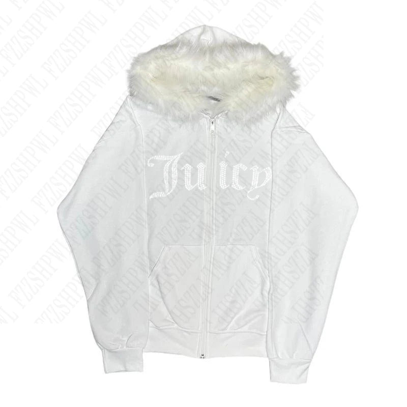 Juicy Retro Fur Zip Up Hoodie