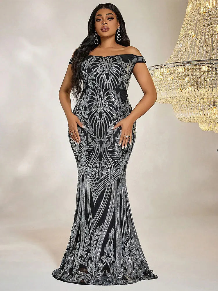 Fishtail Sequin Maxi Dress