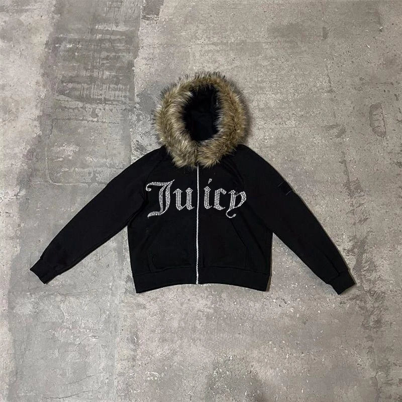Juicy Retro Fur Zip Up Hoodie