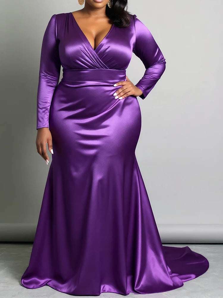 Purple Satin Maxi Dress